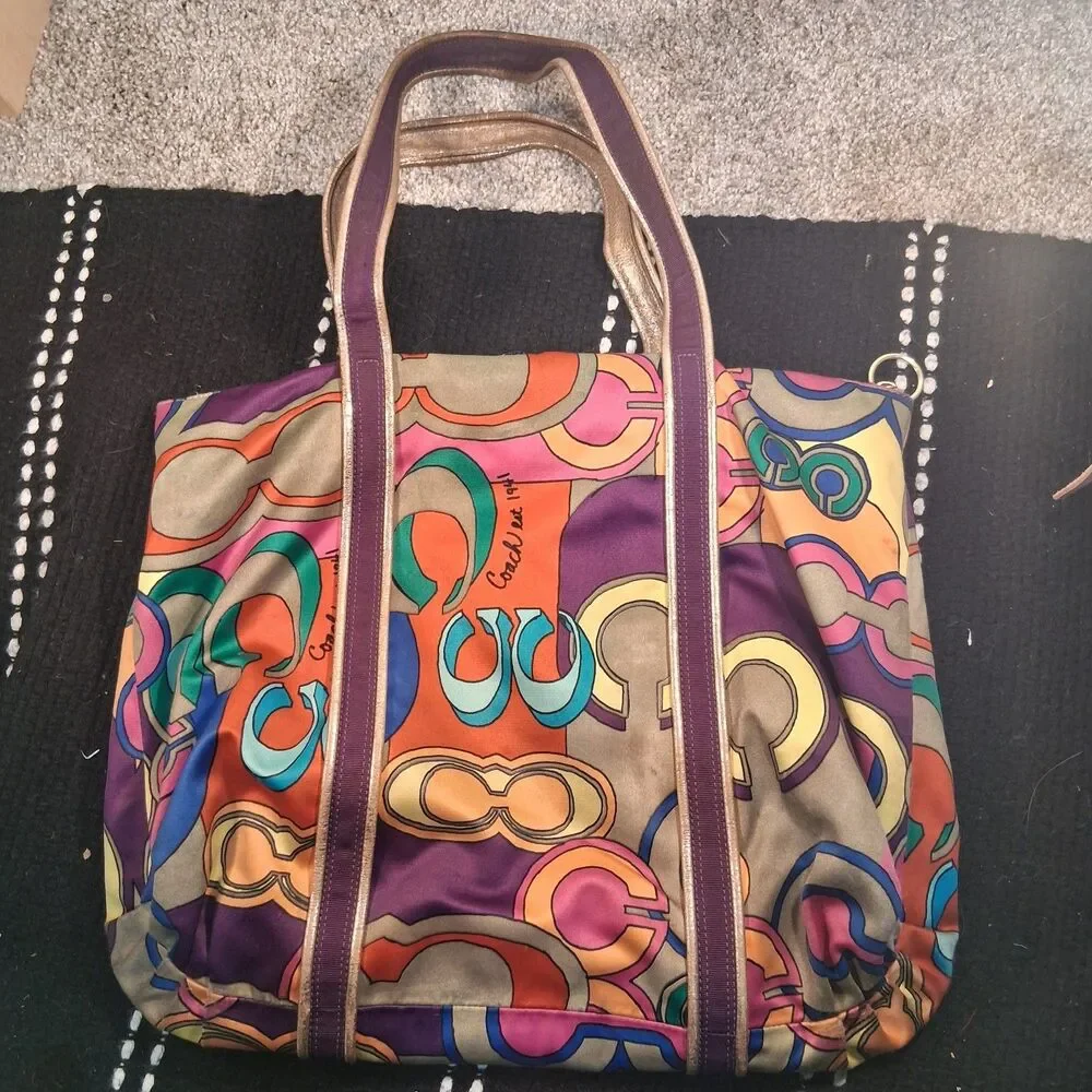 Coach 14365 Poppy Pop C Signature Purse Vintage Spotlight Colorful Glam RARE - Picture 3 of 16